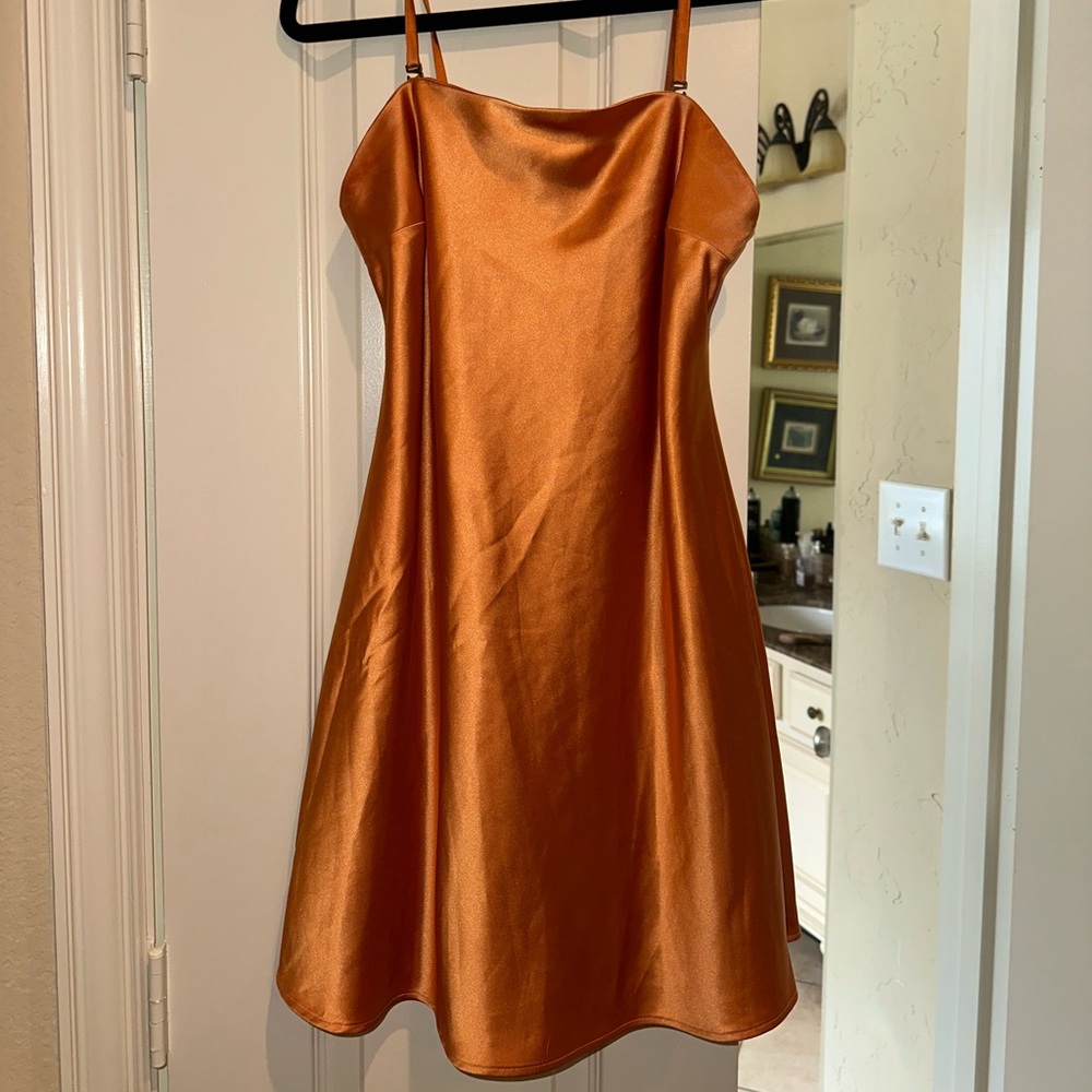 Wild Fable Vibrant Orange Satin Dress